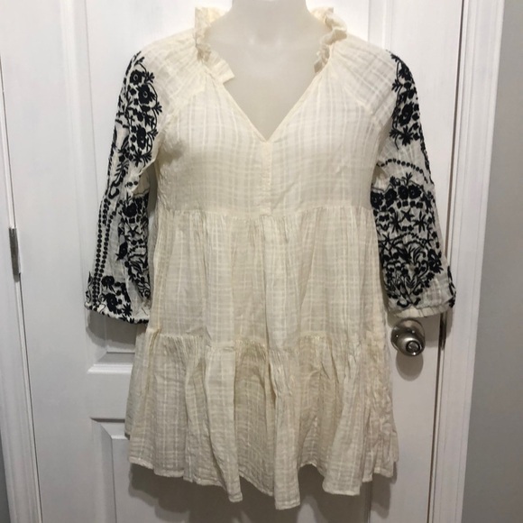 Free People Embroidered Midi Dress, Ivory - Picture 1 of 6